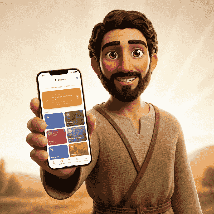Meet Gideon — your guide for scripture and spiritual growth, holding the Prosperity Revived app